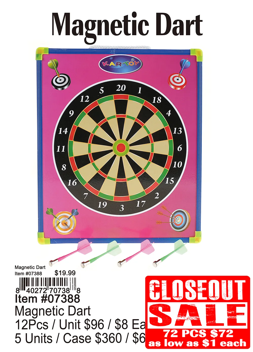 Magnetic Dart - Closeout 72 Pcs.